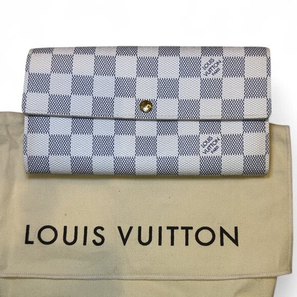 Louis Vuitton Damier Azur Sarah Wallet - Cream White/Grey - Picture 1 of 16